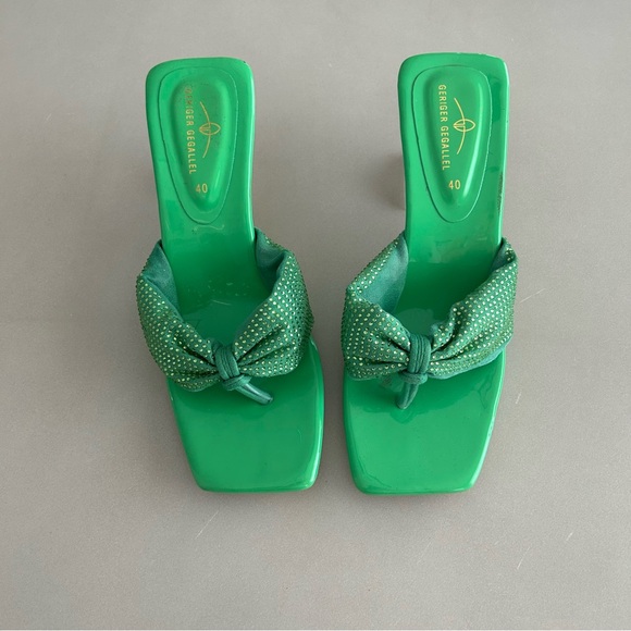 Green Crystal Embellished Heels - Picture 3 of 9